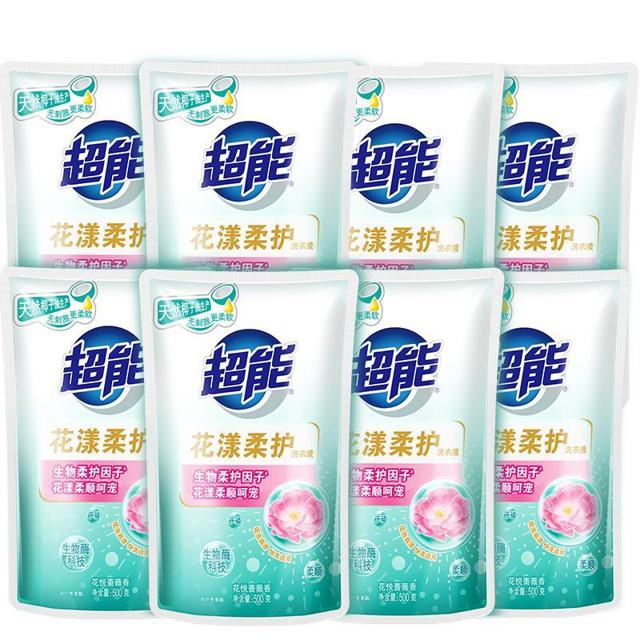 88VIP：超能 洁净柔护 洗衣液 500g*8袋