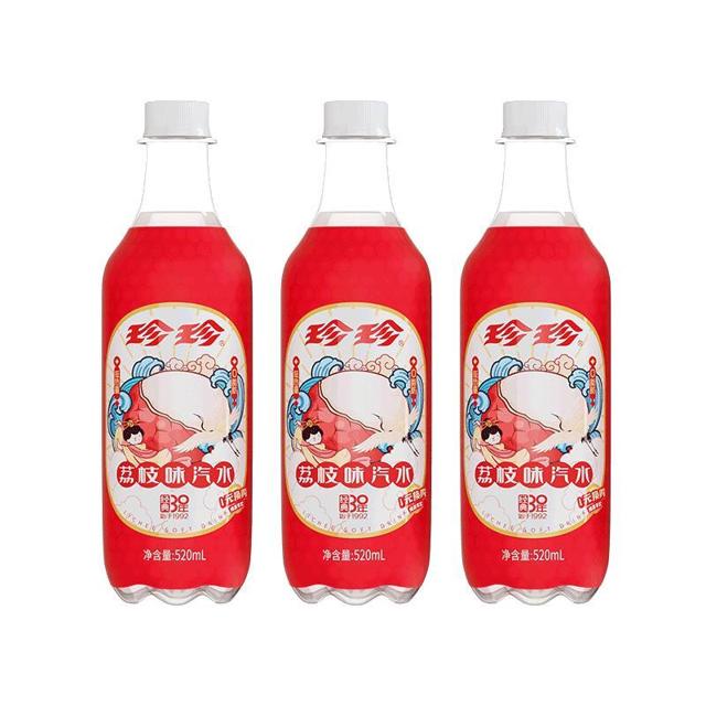 珍珍 大瓶装气泡水苏打水低糖饮料国货汽水520ml*15瓶