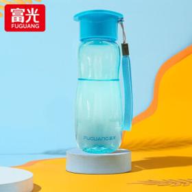 富光 塑料水杯女夏季儿童学生便携运动大容量杯子耐摔简约男 蓝色450ml