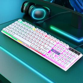 GESOBYTE 吉选 G11 104键 有线薄膜键盘 白色 RGB