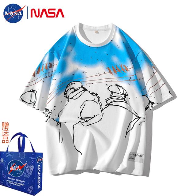 NASA联名夏季新款印花男女同款短袖情侣T恤冰丝速干潮牌ins正品