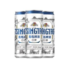 PLUS会员：青岛啤酒 全麦白啤 11度 330ml*24听 +赠青岛啤酒 随机330ml*6听