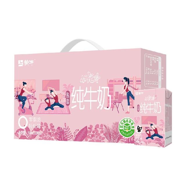 MENGNIU 蒙牛 小充食脱脂纯牛奶250ml*24包