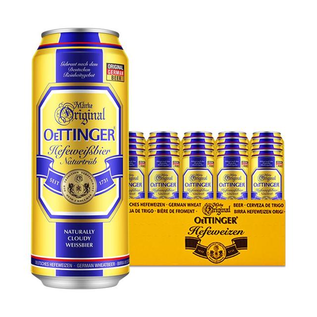 88VIP：OETTINGER 奥丁格 德式小麦 白啤 500ml*24听整箱装 德国原装进口