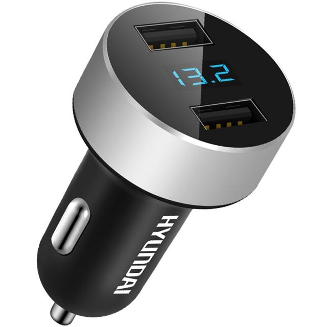 现代车载充电器手机快充点烟转换插头24v汽车内usb快速一拖二车充