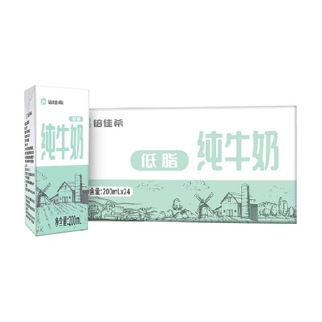 倍佳希 低脂牛奶 200ml*24盒