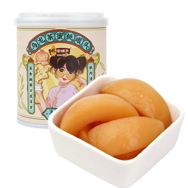林家铺子 乌龙蜜桃罐头300g*4罐茶甜品正品水果罐头整箱茶香幽雅