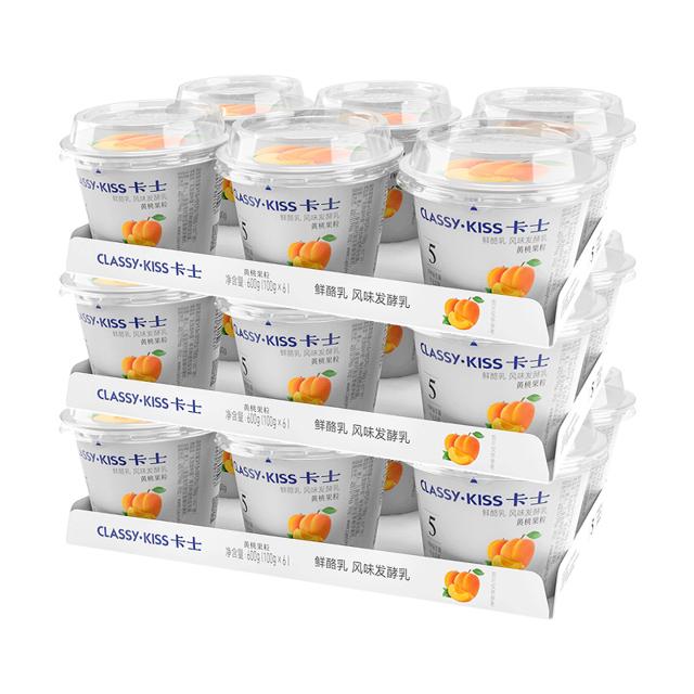 新鲜日期 卡士黄桃果粒鲜酪乳100g*18杯