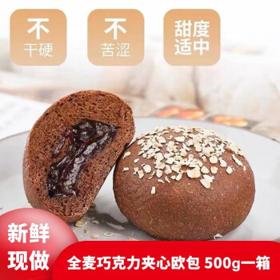 自然道 1全麦巧克力欧包面包早餐代餐低脂零食无蔗糖代餐 巧克力欧包500g10个装