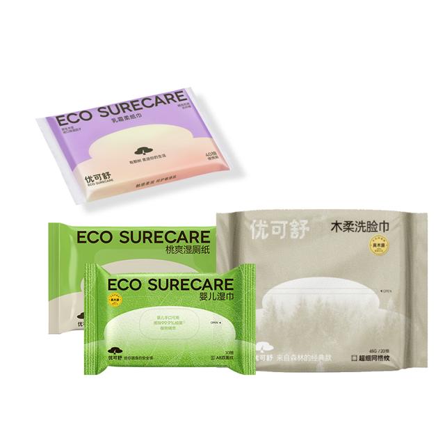 EcosureCare 优可舒 洗脸巾湿巾乳霜纸露营户外出行便携一次性旅游