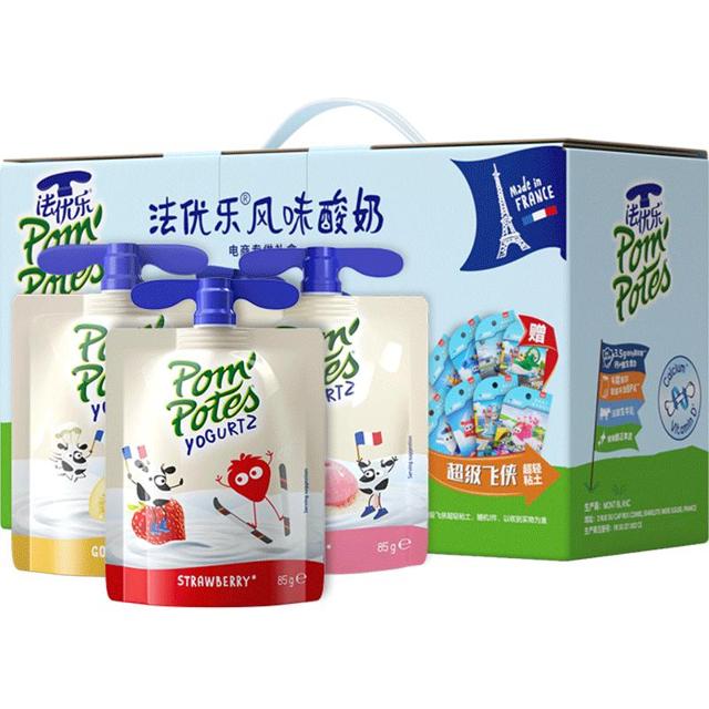 POM'POTES 法优乐 婴幼儿酸奶 法版 原味+草莓味+蓝莓味 85g*12袋