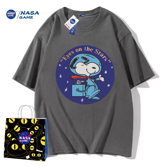 NASA GAME官网联名款新品2023纯棉短袖t恤男女潮牌上衣情侣装T恤