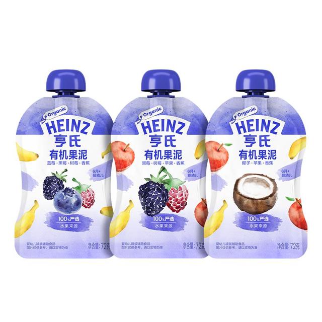 Heinz 亨氏 有机绝绝紫婴幼儿辅食果泥 6袋装 混合口味