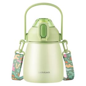 LOCK&LOCK 大容量直饮吸管背带斜挎大容量不锈钢保温杯 LHC3311GRN-1L