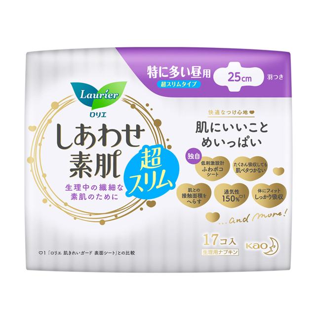 Laurier 乐而雅 日本进口花王乐而雅卫生巾F系列干爽透气柔软日用姨妈巾25cm*17片
