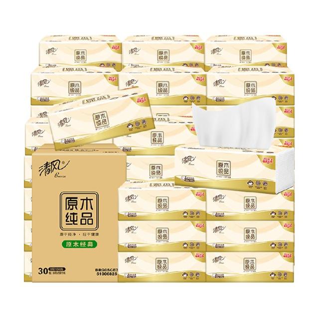88VIP：Breeze 清风 原木纯品系列 抽纸 3层100抽30包（190*120mm）
