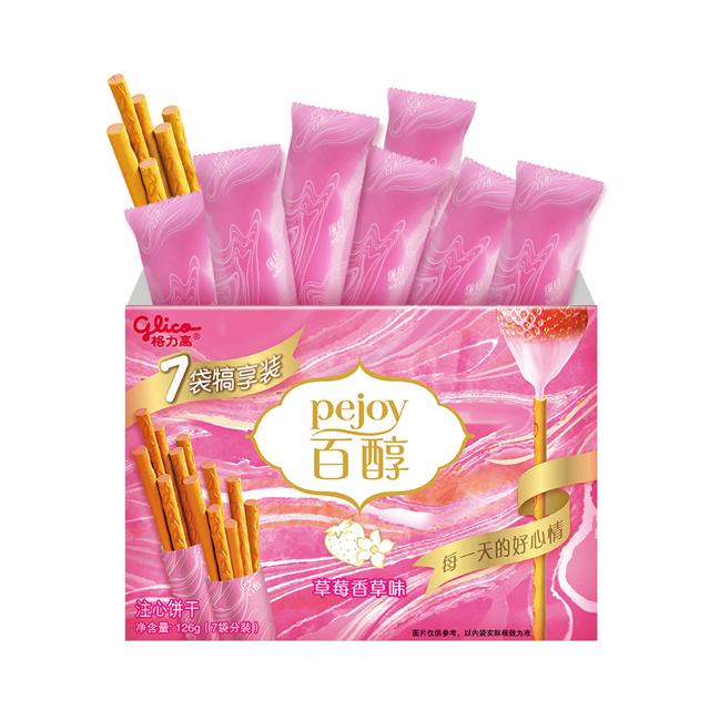 glico 格力高 百醇 注心饼干 草莓香草味 126g