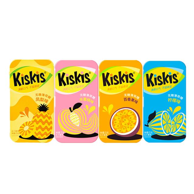 KisKis 酷滋 无糖薄荷糖清新口气亲嘴接吻零食百香果水蜜桃0蔗糖果