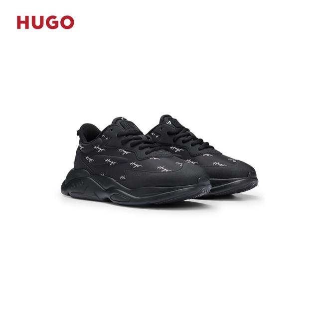 HUGO BOSS 新款手绘徽标装饰混合材质运动鞋