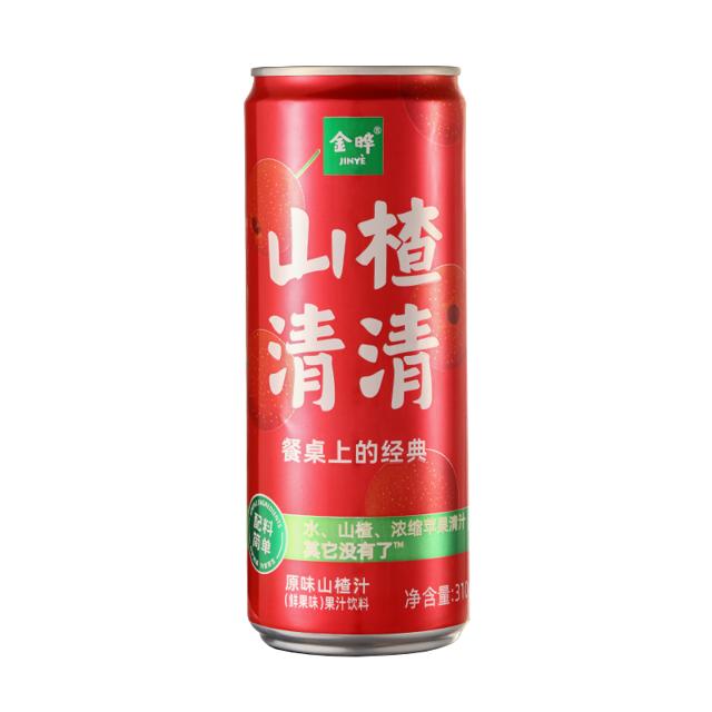 JINYE 金晔 山楂清清山楂汁果汁饮料原味草莓配料简单不添加糖310mlx6罐