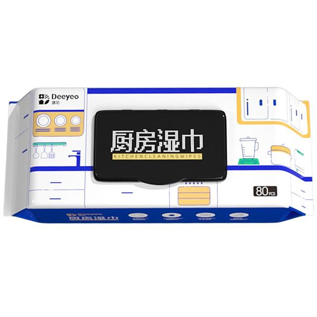 Deeyeo 德佑 厨房湿巾纸去油去污家用油烟机清洁强力去油污湿纸巾加大加厚