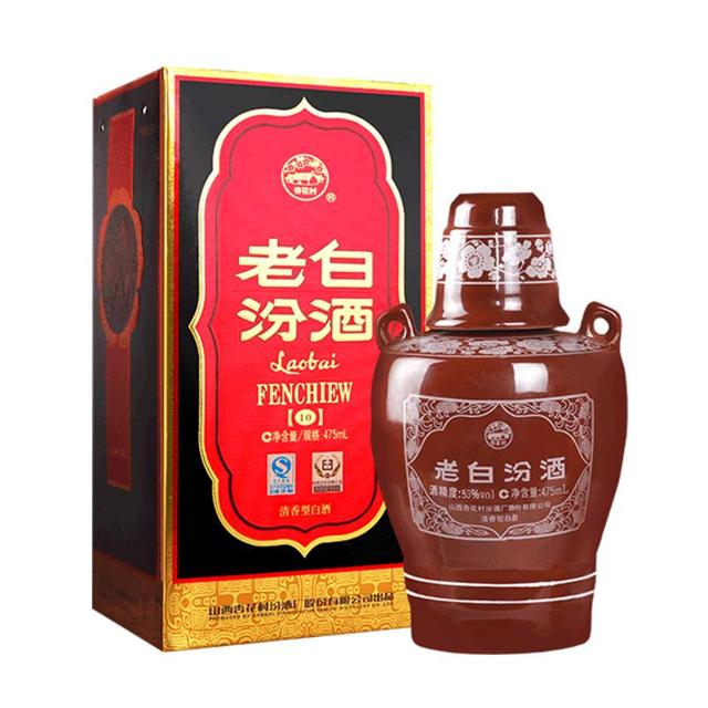 88VIP：汾酒 老白汾酒10 53%vol 清香型白酒 475ml 单瓶装