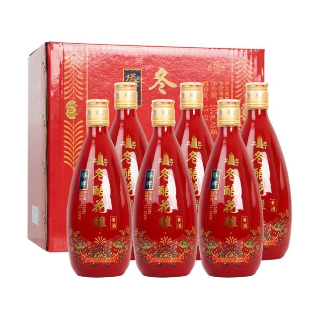 塔牌 黄酒冬酿花雕酒整箱500ml*6礼盒装绍兴手工加饭送礼料酒烧菜