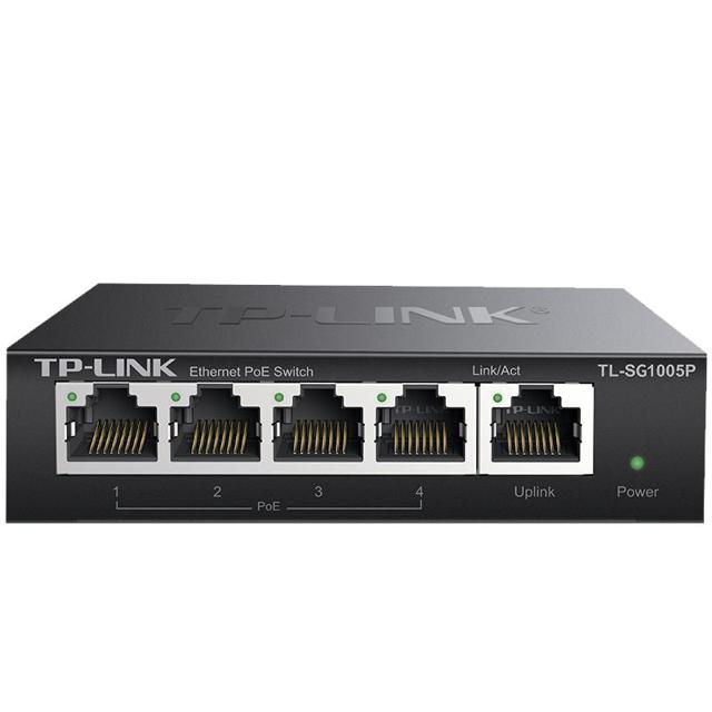 TP-LINK 普联 全千兆POE交换机4口5口AP监控802.3BT高清视频48V百兆TPLINK单口90W大功率POE供电器AT电源TL-SG1005P