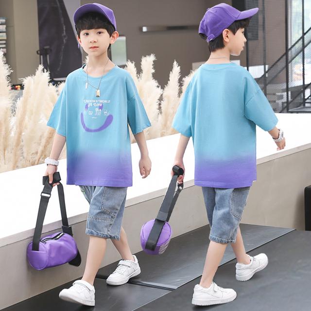 品质金冠店 儿童短袖短裤纯棉两件套