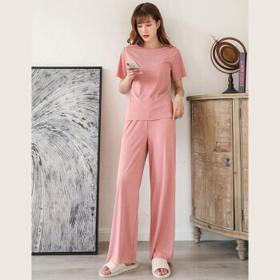 LING JING 灵镜 夏季韩版薄款短袖软软套装女 冰丝休闲家居服两件套装可外穿
