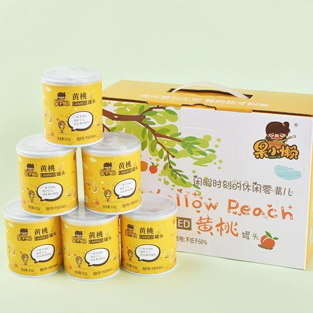 天同果小懒 新鲜黄桃罐头6罐礼盒装